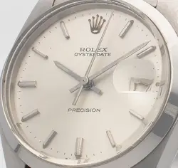 ROLEX OYSTERDATE 6694 SILVER OYSTER BRACELET WITH SILVER BEZEL