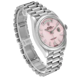 Rolex President Day-Date White Gold Pink Opal Diamond Dial Watch 128239 Box Card