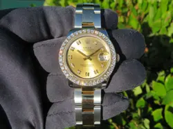 Rolex Datejust Midsize 31MM 178273 Steel & 18K Gold Custom Diamond Bezel w/Card
