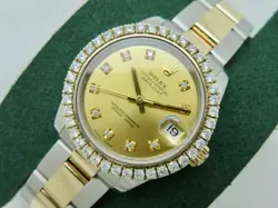 Rolex Datejust Midsize 31MM 178273 Steel & 18K Gold Custom Diamond Bezel w/Card