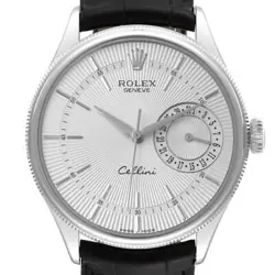 ROLEX CELLINI DATE WHITE GOLD SILVER DIAL AUTOMATIC MENS WATCH 50519 BOX CARD