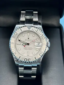 ROLEX YACHT-MASTER 168622 35MM STAINLESS STEEL & PLATINUM BEZEL WATCH