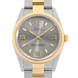 ROLEX OYSTER PERPETUAL 14203M GRAY 369 WHITE BAR K NUMBER SECOND HAND MENS