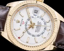 Rolex 326138 Sky Dweller Silver Dial 18k Yellow Gold / Alligator
