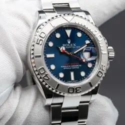 ROLEX YACHTMASTER 116622 BLUE DIAL SILVER OYSTER BRACELET WITH PLATINUM BEZEL
