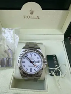 ROLEX EXPLORER II 42MM 216570 POLAR WHITE DIAL STEEL W/ BOX & TAG