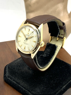 ROLEX OYSTER PRECISION MEN'S WATCH VINTAGE SWISS HAND WIND 14K GOLD CASE 34MM