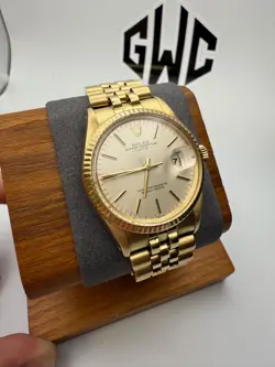ROLEX DATE 15037 SOLID 14KT YELLOW GOLD WATCH JUBILEE BAND CHAMPAGNE DIAL