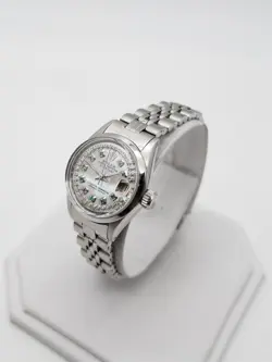 RARE $9000 ROLEX DATEJUST WHITE MOP Emerald Diamond SS Ladies Watch SERVICED