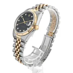 ROLEX DATEJUST 10P DIAMOND 16233G BLACK L NUMBER SECOND HAND MENS