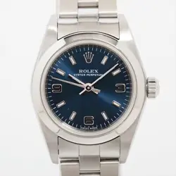 ROLEX OYSTER PERPETUAL 76080 SS AT BLUE-FACE 2 EXTRA LINKS
