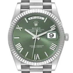 ROLEX PRESIDENT DAY DATE 40MM GREEN DIAL WHITE GOLD MENS WATCH 228239