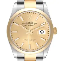 ROLEX DATEJUST STEEL YELLOW GOLD CHAMPAGNE DIAL WATCH 126203