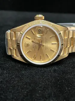 1991 Rolex Ladies President 69278 Datejust Champagne Dial 18kt Bark 26mm