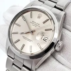 ROLEX OYSTER PERPETUAL DATE 34MM SILVER INDEX DIAL OYSTER WATCH 1500