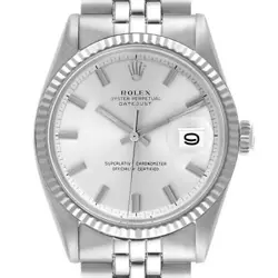 ROLEX DATEJUST STEEL WHITE GOLD SILVER DIAL VINTAGE MENS WATCH 1601