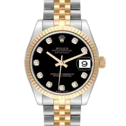 ROLEX DATEJUST MIDSIZE BLACK DIAMOND DIAL LADIES WATCH 178273