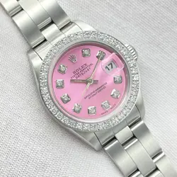 ROLEX DATEJUST LADIES 26MM 69160 PINK DIAMOND DIAL & DIAMOND BEZEL BOX OYSTER