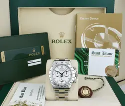 ROLEX - 40MM STAINLESS STEEL DAYTONA WHITE DIAL W/ CARD 116520 - SANT BLANC