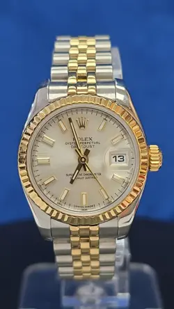 ROLEX LADY-DATEJUST 179173 GOLD AND SILVER JUBILEE BRACELET WITH GOLD BEZEL BOX