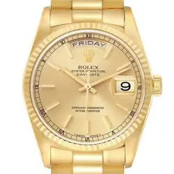 ROLEX PRESIDENT DAY-DATE YELLOW GOLD MENS WATCH 18238 BOX PAPERS