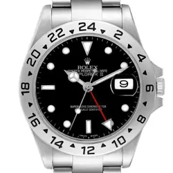 ROLEX EXPLORER II BLACK DIAL STEEL MENS WATCH 16570 BOX CARD