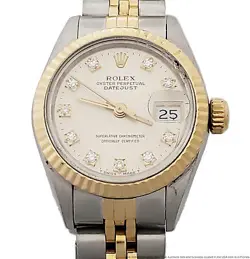 ROLEX 69173 18K GOLD SS DIAMOND DIAL LADIES VINTAGE WATCH BOX