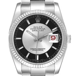 ROLEX DATEJUST STEEL WHITE GOLD TUXEDO DIAL MENS WATCH 116234 BOX CARD