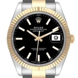 ROLEX DATEJUST 41 STEEL YELLOW GOLD BLACK DIAL MENS WATCH 126333 CARD