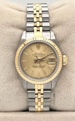 ROLEX LADIES DATEJUST 69173 CHAMPAGNE TAPESTRY DIAL 18K GOLD STAINLESS STEEL