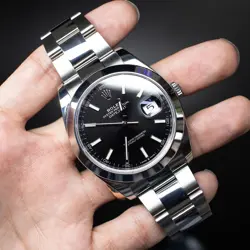 ROLEX 126300 DATEJUST 41 STAINLESS STEEL BLACK STICK DIAL WATCH