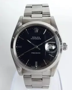 ROLEX OYSTER DATE PRECISION 6694 BLACK DIAL HAND WINDING MEN'S WATCH WORKING
