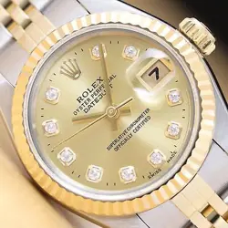 ROLEX LADIES DATEJUST 79173 CHAMPAGNE DIAMOND DIAL 18K GOLD STEEL TWO TONE WATCH