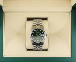 ROLEX DATEJUST 16014 GREEN DIAMOND DIAL SS JUBILEE NO PAPERS 36MM