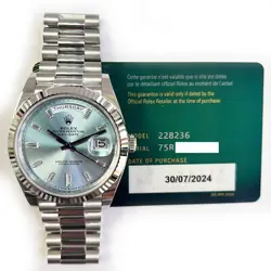 2024 ROLEX DAY-DATE 40, PRESIDENT BRACELET, PLATINUM, ICE BLUE DIAMOND DIAL, ...