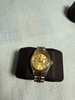 VINTAGE WOMEN'S ROLEX LADY DATEJUST GOLD AND SILVER JUBILEE BRACELET GOLD BEZEL