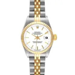 ROLEX DATEJUST WHITE DIAL STEEL YELLOW GOLD LADIES WATCH 69173 BOX PAPERS
