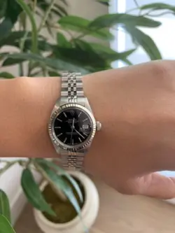 LADIES ROLEX OYSTER PERPETUAL DATEJUST WATCH 26MM BLACK