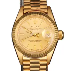 LADIES ROLEX 18K YELLOW GOLD DATEJUST PRESIDENT WATCH CHAMPAGNE DIAL 6917