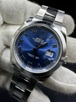 MINT 2023 ROLEX DATEJUST 41MM SMOOTH BLUE ROMAN DIAL OYSTER 126300 BOX & PAPERS