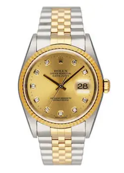 ROLEX DATEJUST 16233 DIAMOND CHAMPAGNE DIAL MENS WATCH