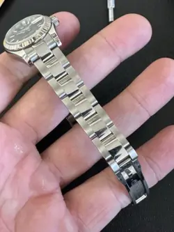 Rolex Datejust Ladies 179174 Blue Stick Dial Stainless Steel 18K Gold Bezel!