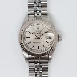 1988 ROLEX 69174 DATEJUST 26MM WHITE GOLD STEEL AUTOMATIC LADIES WATCH