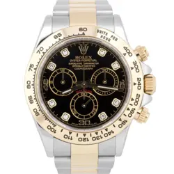 MINT ROLEX DAYTONA BLACK DIAMOND TWO-TONE 18K YELLOW GOLD STAINLESS STEEL 116503