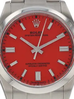 Rolex 39959: Oyster Perpetual 36, Coral Red Dial, Box and 2020 Card Watch