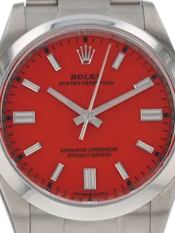 Rolex 39959: Oyster Perpetual 36, Coral Red Dial, Box and 2020 Card Watch