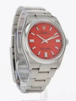 Rolex 39959: Oyster Perpetual 36, Coral Red Dial, Box and 2020 Card Watch