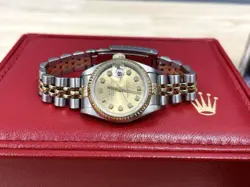 ROLEX LADIES DATEJUST TWO TONE FLUTED BEZEL DIAMOND DIAL 26MM REF. 69173