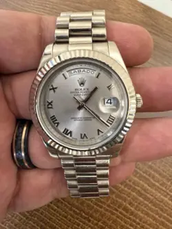 ROLEX 218239 PRESIDENT DAY DATE II 41MM SILVER DIAL 18K WHITE GOLD