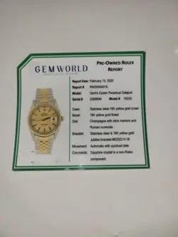 ROLEX DATEJUST 36MM TWO TONE 18K GOLD STEEL AUTOMATIC WATCH 16233